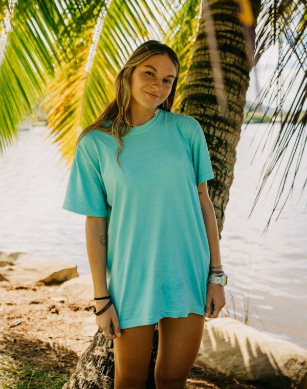 Created With A Purpose Christian God Bless Chalky Mint Blue Comfort Color T Shirt - Image 3