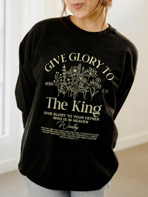 Give Glory To The King Matthew 5:16 Christian Bible Black Comfort Colors Sweatshirt