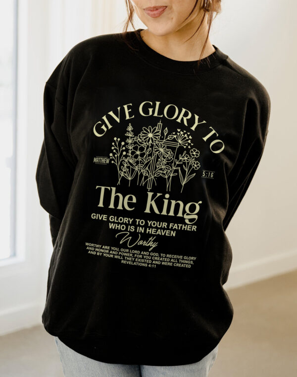 Give Glory To The King Matthew 5:16 Christian Bible Black Comfort Colors Sweatshirt