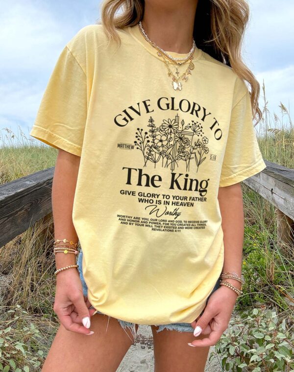 Give Glory To The King Matthew 5:16 Christian Bible Ivory Comfort Colors T Shirt - Image 3