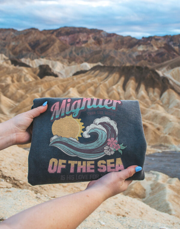 Mightier Than The Waves Of The Sea Psalm 93:4 Christian Bible Pepper Comfort Colors Sweatshirt - Image 3