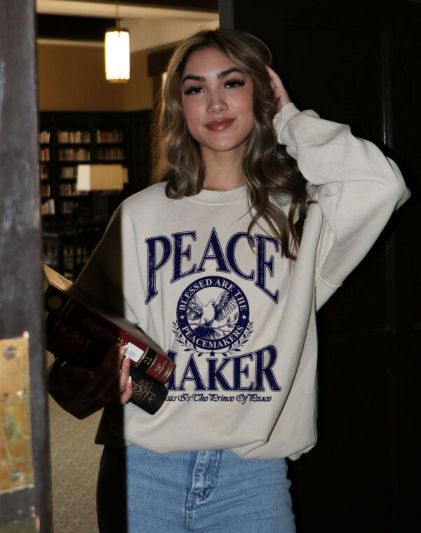 Peace Blessed Are The Peace Makers Christian God Jesus Lover Sand Color Sweatshirt