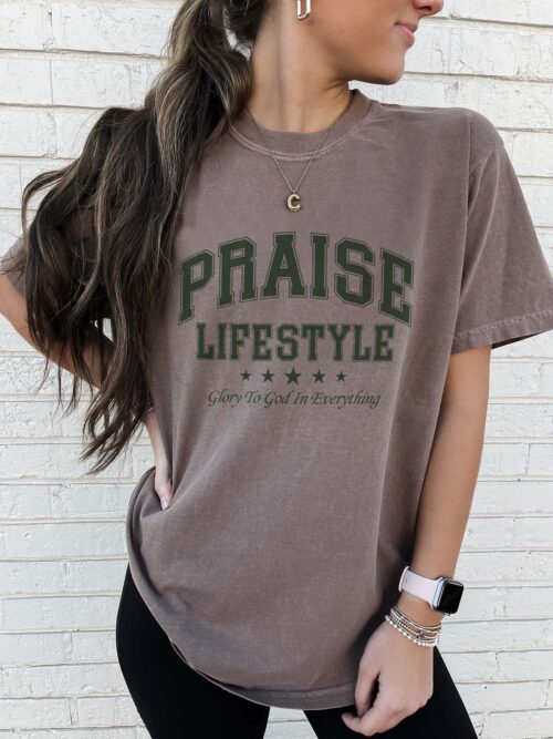 Praise Lifestyle Glory To God In Everything Christian Blessed Espresso Brown Comfort Colors T Shirt