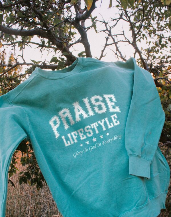 Praise Lifestyle Glory To God In Everything Christian Blessed Seafoam Green Comfort Colors Sweatshirt - Image 4