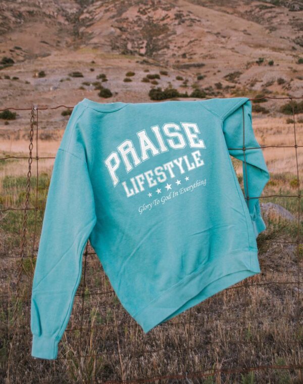 Praise Lifestyle Glory To God In Everything Christian Blessed Seafoam Green Comfort Colors Sweatshirt - Image 2