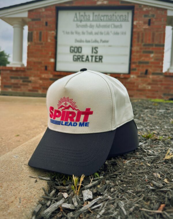 Spirit Lead Me Trus In God Christian Natural Black Embroidered Baseball Cap - Image 2