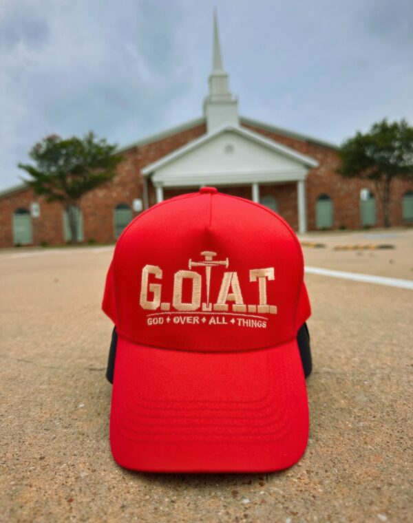 God Over All Things Christian Jesus Red Embroidered Baseball Cap - Image 2