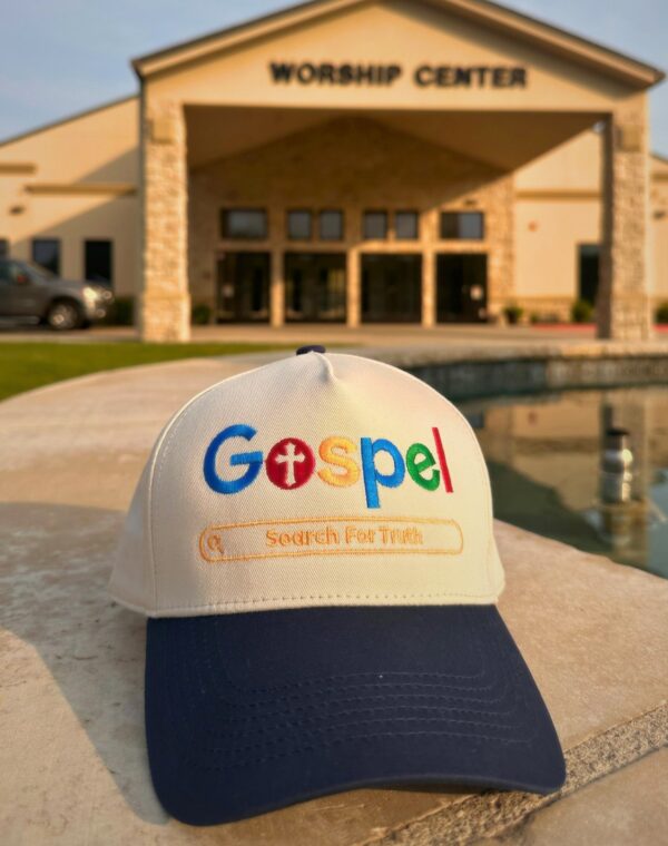 Gospel Search For Truth Christian Faith Natural Navy Embroidered Baseball Cap - Image 5