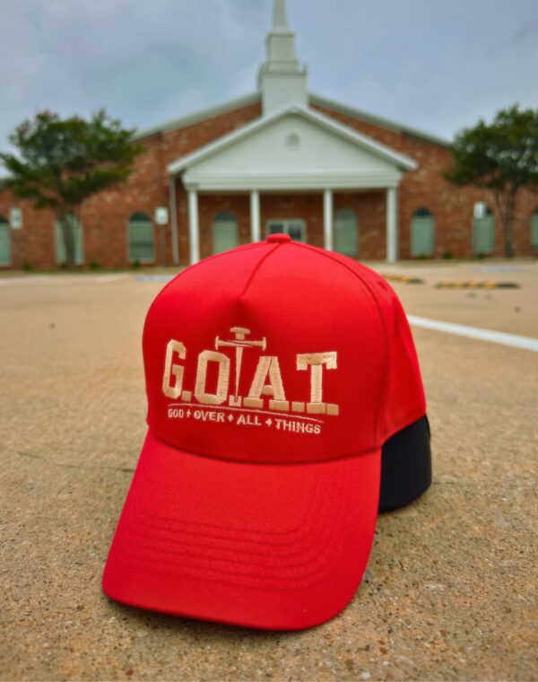 God Over All Things Christian Jesus Red Embroidered Baseball Cap - Image 3