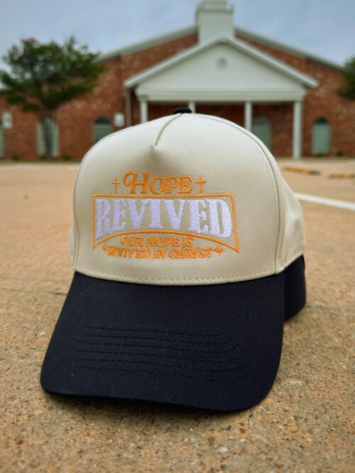 Our Hope Is Revived In Christian God Faith Based Natural Black Embroidered Baseball Cap
