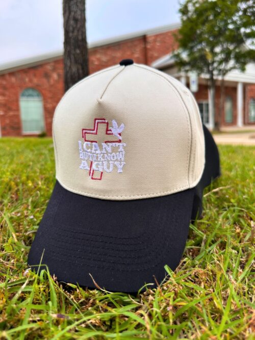 I Can't But I Know A Guy Christian Jesus Lover Natural Black Embroidered Baseball Cap