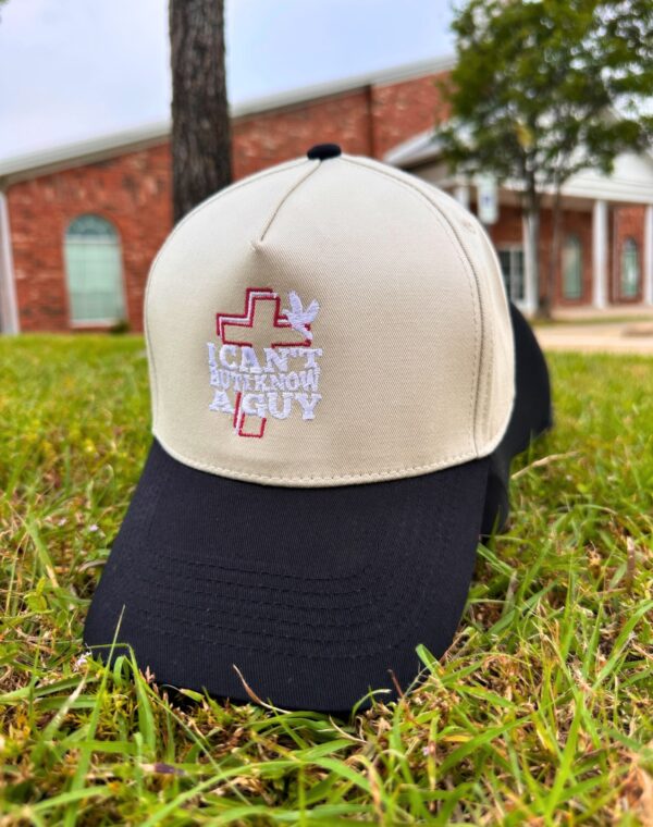 I Can't But I Know A Guy Christian Jesus Lover Natural Black Embroidered Baseball Cap