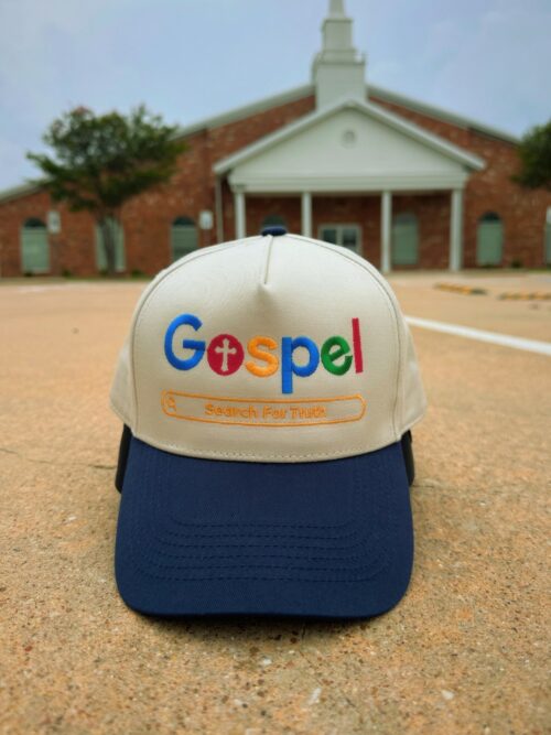 Gospel Search For Truth Christian Faith Natural Navy Embroidered Baseball Cap