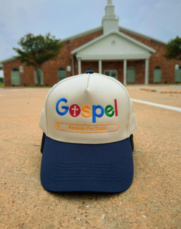 Gospel Search For Truth Christian Faith Natural Navy Embroidered Baseball Cap