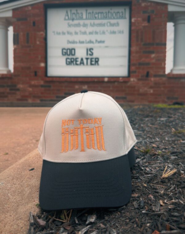 Not Today Satan Christian Praise God Natural Black Embroidered Baseball Cap - Image 3