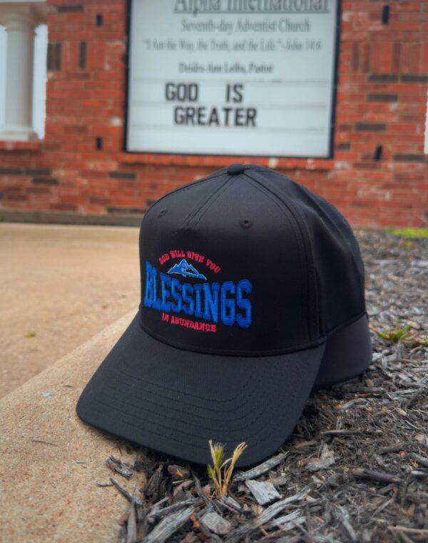 God Will Give You Blessing Christian Black Embroidered Baseball Cap - Image 2
