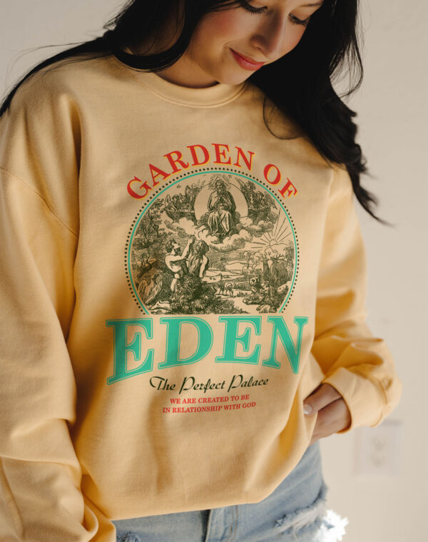 Garden Of Eden The Perfect Palace Christian God Love Butter Comfort Colors Sweatshirt - Image 4