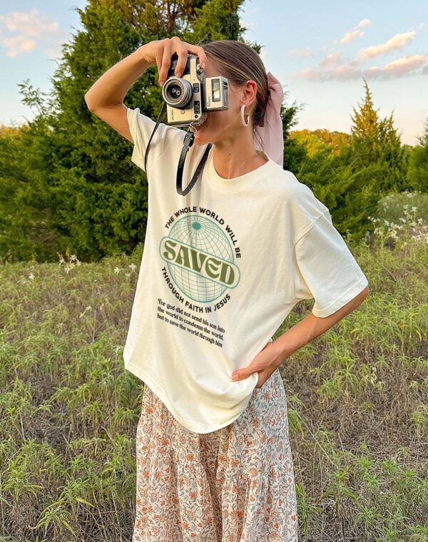 The Whole World Will Be Saved Through Faith Christian Jesus Ivory Comfort Colors T Shirt - Image 4