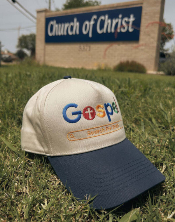 Gospel Search For Truth Christian Faith Natural Navy Embroidered Baseball Cap - Image 4