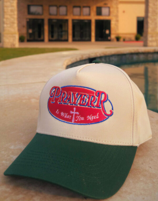 Prayer Is What You Need Christian God Lover Natural Dark Green Embroidered Baseball Cap - Image 4