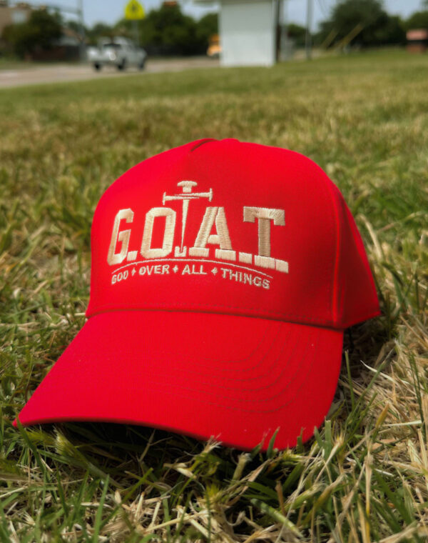 God Over All Things Christian Jesus Red Embroidered Baseball Cap - Image 4