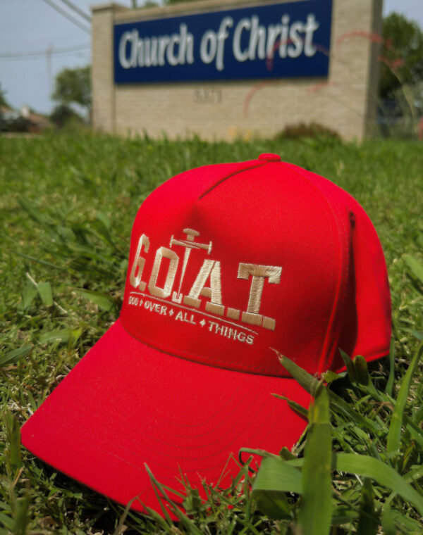 God Over All Things Christian Jesus Red Embroidered Baseball Cap - Image 5