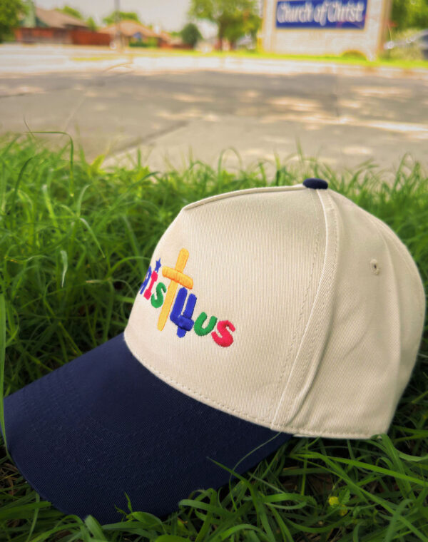 Christ For Jesus Love Us Natural Navy Embroidered Baseball Cap - Image 3