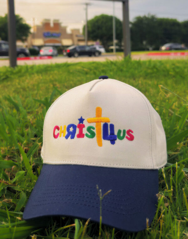 Christ For Jesus Love Us Natural Navy Embroidered Baseball Cap - Image 4