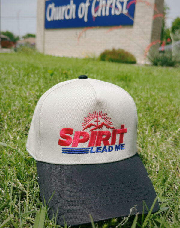 Spirit Lead Me Trus In God Christian Natural Black Embroidered Baseball Cap - Image 3