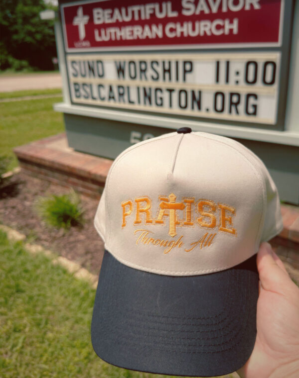 Praise The God Through All Christian Natural Black Embroidered Baseball Cap - Image 5